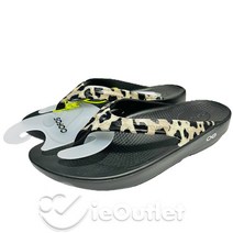 우포스 슬리퍼 쪼리 NEW OOFOS 여성 Oolala Luxe Comfort Sandal Flip-Flops Thongs Black Cheetah NWT