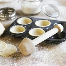 타르트틀 파이 에그 머핀 미니 타공 팬 더블 사이드 목조 계란 타트 탬퍼 휴대용 과자 푸셔 Eggtart 금형