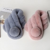 예쁨주의 퍼 왕방울 머플러/10종 캔디컬러웜스카프 퍼머플러 스카프 목도리 머플러 목워머 퍼스카프 렉스모피 인조머플러, 와인