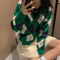 체형 커버 여유 핏 예쁜 스타일 아가일 가디건