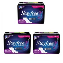 Stayfree 오버나이트 40개입 3팩 울트라씬 Stayfree Ultra Thin Overnight Pads with Wings