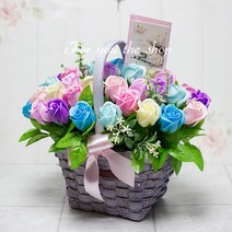 포유더샵 비누꽃바구니 35송이, 장미바구니 파스텔 35송이