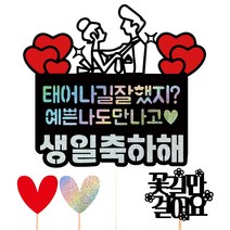 비비드레인 생일 케이크토퍼, 30-좋겠다(예쁜)+픽3개