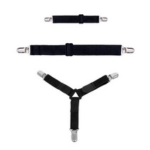 JS STYLE 침대시트 패드 커버 고정밴드 4P 매트 이불 침대보 집게 매트리스 밀림방지 고정핀 클립, 블랙, 3.일자형 특대 (2P), 4개