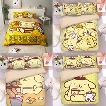 산리오 폼폼푸린 이불 베개 세트 어린이 싱글 더블 침대 침구 4375409935, 침대 위 패드 타입