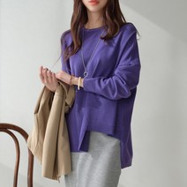 데일리앤 포스트 언발 라운드넥 루즈핏 니트