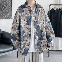 청 데님 오버핏 체크 가을 남성 화려한 셔츠 남방 와이셔츠 정장 코트 와이셔츠 린넨 골덴 패딩