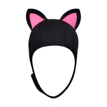 귀여운 고양이 귀 스쿠버 다이빙 후드 모자 여자 열 서핑 후드 공기 통풍구 Stretchable 액세서리 수상, 핑크이어M, 네오프렌