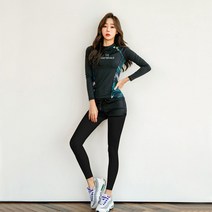 원피스 다이빙슈트 다이빙 서핑슈트 수상스키 서핑 수영강사슈트 해녀복 투피스 슈트 수영슈트, L, 여성 4종 세트 08