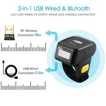휴대용스캐너 Eyoyo-미니 트리거 1D 2D 링 바코드 스캐너 블루투스 2.4G 무선 유선 연결 QR 코드 리더 지, 01 2D QR Code Scanner_04 EU