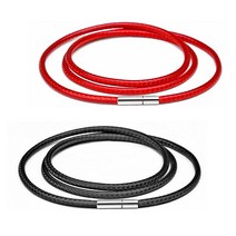 50-60cm 남성 여성 목걸이 코드 가죽 코드 왁스 로프 체인 DIY 펜던트 목걸이 쥬얼리에 대한 스테인레스 스틸 튜브 걸쇠 1-3mm
