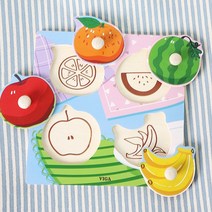 원목 과일모양 꼭지퍼즐 유아퍼즐 아기원목장난감 돌아기장난감