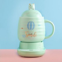 중탕기 차탕기 전기약탕기 220V 800ML 미니 전기 스튜 컵 사무실 차 죽 냄비 우유 난방 물 주전자 세라믹, 02 Green Cat