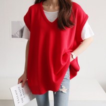 하늘바라기 여성용 브이 오버핏 니트 베스트