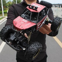 4WD 크로스컨트리 건타입 오프로드 클라이밍 RC카, 2배터리 세트, 대형 스피드 (합금) 레드