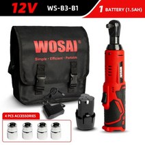 WOSAI 45NM 무선 전기 렌치 12V 3/8 래칫 세트 각도 드릴 스크류 드라이버 제거 나사 너트 자동차 수리 도구, CHINA, EU, 12V WS-B3-B1