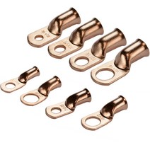 터미널압착기 케이블 유압 5pcs 0-8awg 베어 구리 링 러그 배터리 압착 단자 전기 와이어 커넥터 m5-m12 키트 구색, 0아그, m8
