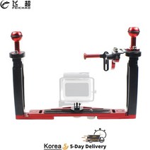 dslr 짐벌 캐논 6dmark2 오막포 듀얼 핸드 헬드 스태빌라이저 다이빙 수중 카메라 하우징 트레이 gopro canon sony dslr 카메라용 셔터 릴리스 트리거 포함, 2in1 블랙 키트
