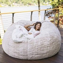 자취 1인용 1인가구 빈백 소파 무지 쿠션 푹신한 일인쇼파 애착소파 미디빈백 자취 원룸, 흰색 180x90cm