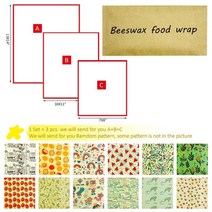 밀랍랩 비스왁스랩 재사용 제로웨이스트 다시쓰는 재사용 가능한 beeswax cloth, 무작위 색상, 1 세트를 위한 3 PC