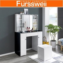 퍼스웰 벨로스 슬라이딩 화장대.유리도어형CW_049, 블랙화이트