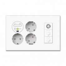 TI1 화이트 통합수구 3개용 대기전력 자동차단 콘센트 3구 + CATV 2방 + 인터넷 8P 2구 틸인스