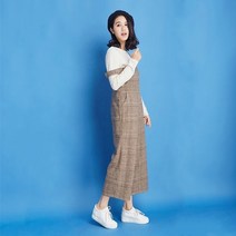 로즈드림 여성 체크무늬 멜빵 점프슈트 바지 EW 10024