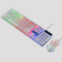 LXJ 조약돌 레트로 키캡 축교환 화이트 LED 게이밍 기계식키보드 세트, K500 화이트 펑크 슈트
