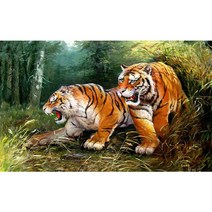 DIY 3D보석십자수 세트 호랑이 얼굴 흰수염 맹호 맹수 집들이 선물 220331075, 80cm*60cm, 원형비즈