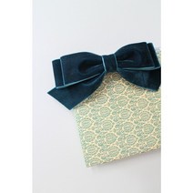 라벤더슈슈 [ 핸드메이드 헤어핀 ] 루시아 딥그린 벨벳 리본핀