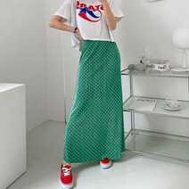 플러리싱 / 빅사이즈 땡땡이 잔주름 밴딩 맥시 스커트 [플러리싱]