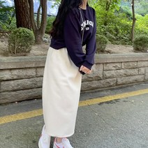 에이코드 이든 플레어 밴딩 키작녀 플레어 스웨이드 A라인 롱 스커트 데일리룩