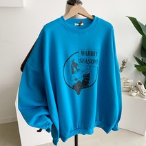 메이룸 기모마티니맨투맨 기모 마티니 덕 레터링 프린트 루즈핏 맨투맨