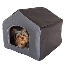 실내 개집 – 집 모양과 탈착식 셰르파 안감 패드가 있는 커버 개 침대 - PETMAKER 최대 15.9kg(35파운드) 고양이 또는 강아지용 반려동물 텐트 (그레이), Gray