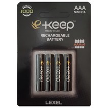 렉셀 LEXEL E-KEEP 니켈 수소 PRO 배터리 AA / AAA 고용량 충전 건전지 - 4알, PRO AAA-4알
