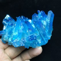 비스무트 무지개금속 천연 원석 광석 블루 헤일로 쿼츠 크리스탈 vug 티타늄 실리콘 클러스터 레인보우, 60g