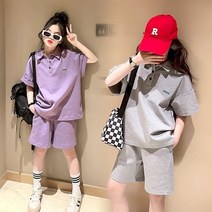 쁘띠람 주니어 상하복 여아 여름상하복 카라티셔츠 오버핏 반바지 초등