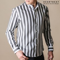 하트비트 쥬어빔 스트라이프 차이나 남방 슬림핏 링클프리 긴팔 셔츠 단체복 댄디 남자 빅사이즈 와이셔츠