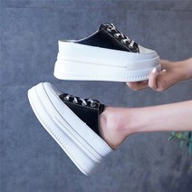8cm 키높이 통굽 뮬 블로퍼 여성 뒷굽없는 운동화 슬리퍼