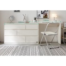북유럽 침실 서랍 캐비닛 수납장 서랍장 스토리지, 120cm 6단 +110cm 테이블 화이트