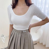 커밍투유 슬림핏 유넥 반팔 티셔츠