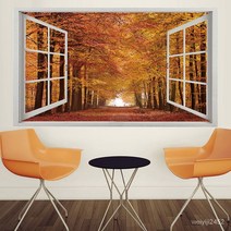 뮤럴벽지 비스코스 벽 스티커 3D 입체벽화 PVC 스티커 모의창문 자연풍경 장식 60*40cm/150*100cm, 018