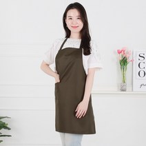 클린유니폼 공방 주방 식당 서빙 카페 방수 서빙용 단체 행사 기본 미용실 민자 앞치마 목걸이형 7컬러, 카키