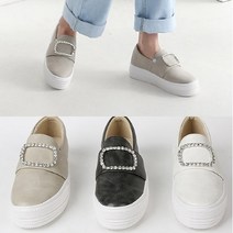 애슬릿(주얼리) [애슬릿] 스퀘어 큐빅 여성 키높이 슬립온 4cm