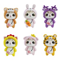 니들 양모 펠트 고양이 인형 반려동물 만들기 DIY 세트, 사슴고양이