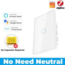 Tuya ZigBee 3.0 스위치 중성선 불필요 123 갱 커패시터 알렉사 구글 홈 얀덱스와 작동, 01 White 1 Gang US