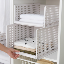 접이식 펜트리수납 옷정리 트레이 옷장안수납 라면정리함 모자정리대 보관함 침대밑수납 박스, 대형, 1