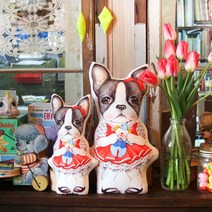 강아지 캐릭터 DIY 린넨 패브릭 커트지 - 바니와 삐에로