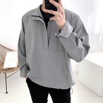 오버핏 반집업 벌룬 스판 바람막이 스트링 아노락(4color)