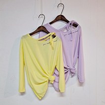 유니크 레터링 나염 언발 어깨 끈티 연노랑 연보라 2 color